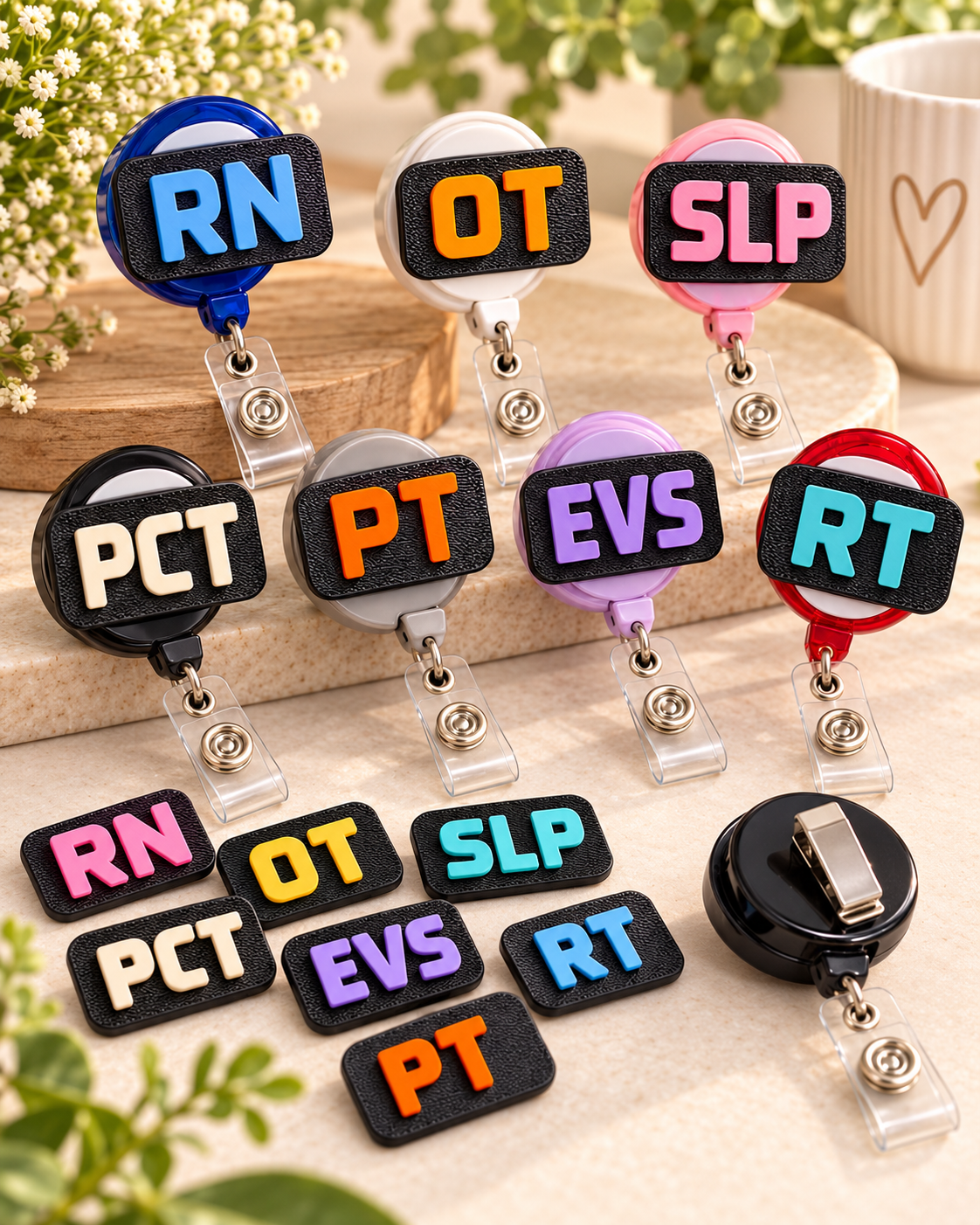 Current healthcare badge topper designs by Legocita Makes