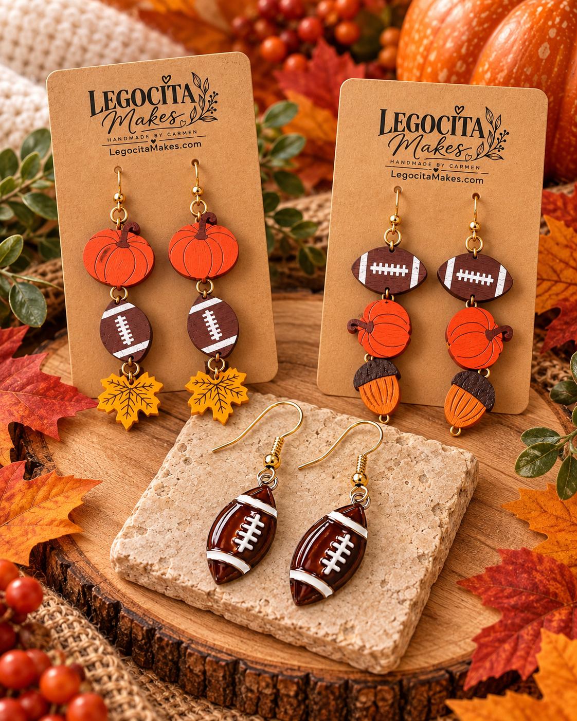 Game Day earrings by Legocita Makes
